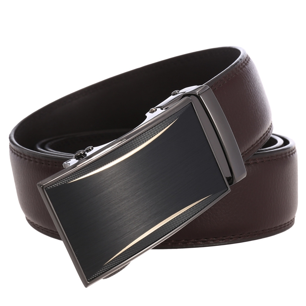 Men's Brown Leather Belt with Black Buckle